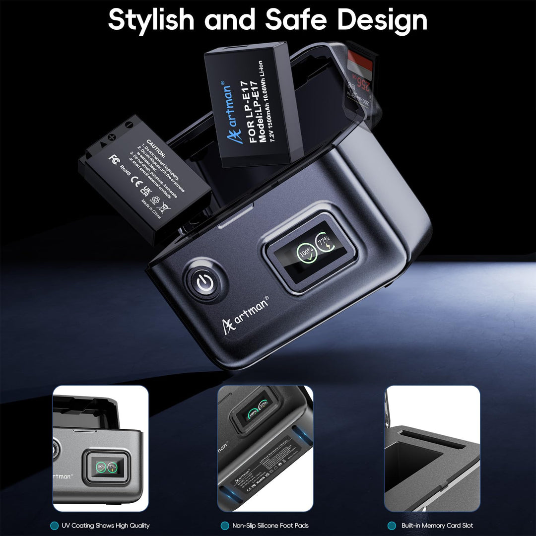 A Artman LP-E17 Battery and Charger, 1500mAh, 2 Count
