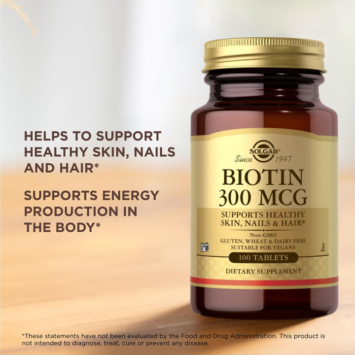 Solgar Biotin 300 mcg, 100 Count