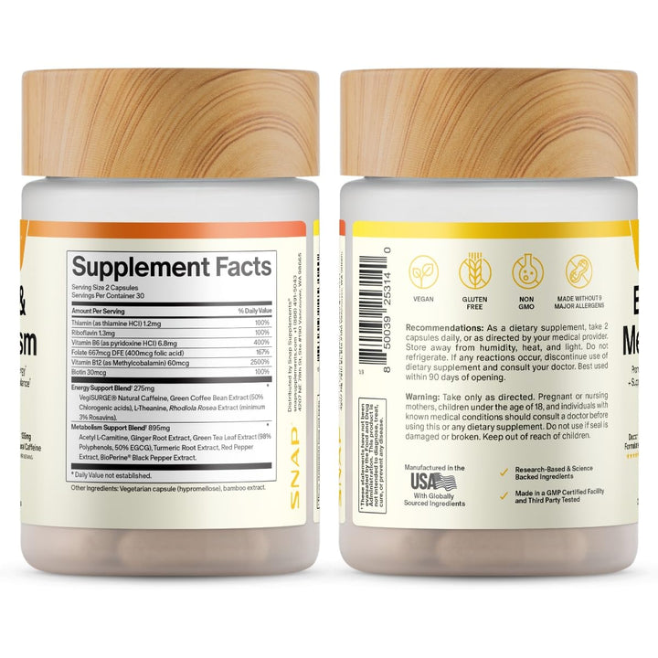 Snap Supplements Energy & Metabolism Adaptogenic Herbal Complex, 60 Count
