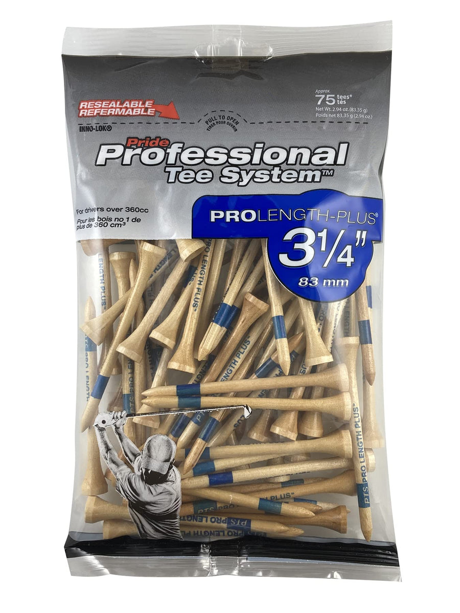PrideSports Professional Tee System ProLength Plus Tee, Blue on Natural, 75 Count
