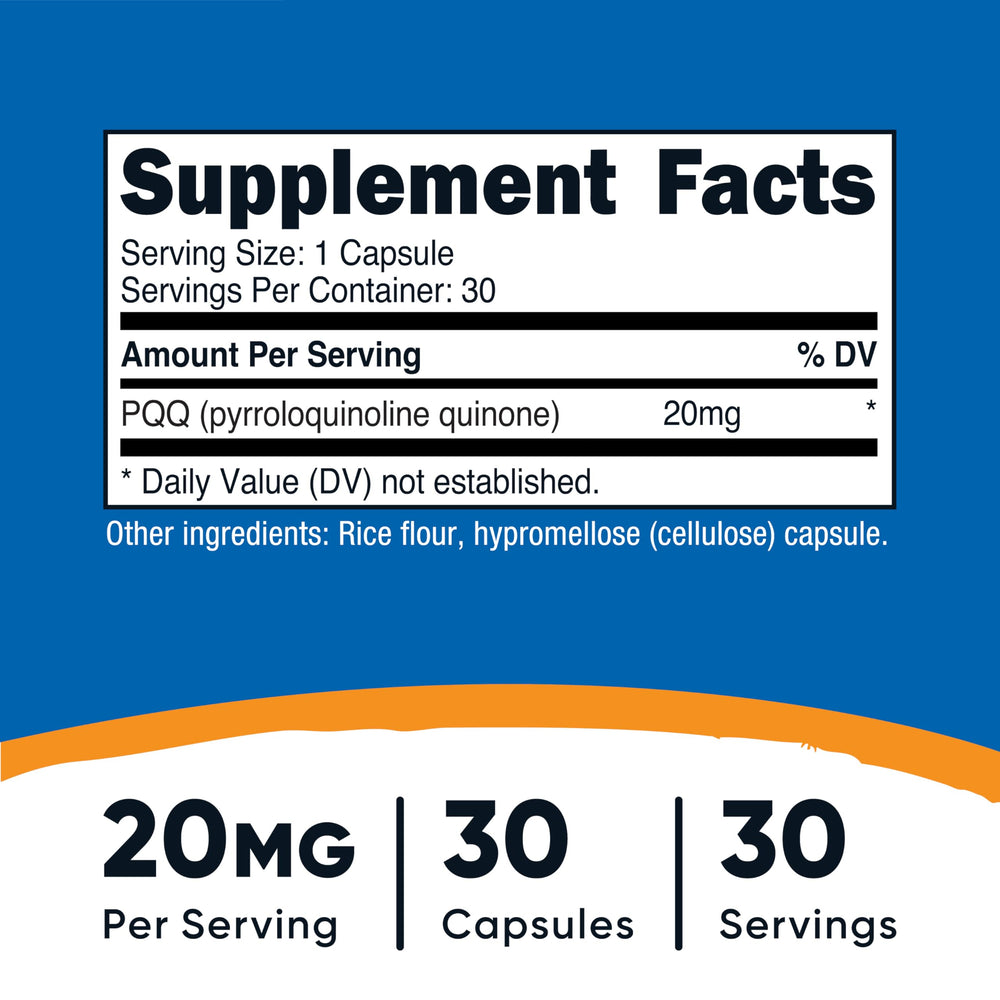 Nutricost PQQ Pyrroloquinoline Quinone, 20 mg, 30 Count