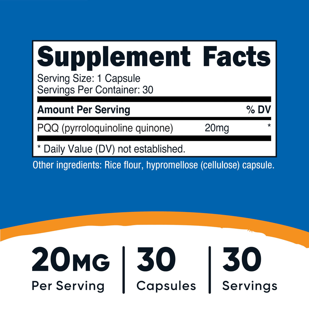 Nutricost PQQ Pyrroloquinoline Quinone, 20 mg, 30 Count