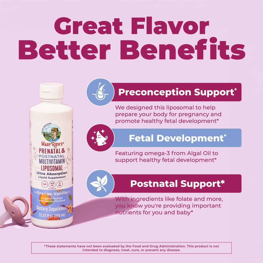 MaryRuth Organics Prenatal & Postnatal Liposomal Multivitamin, Sugar Free, 15.22 fl oz