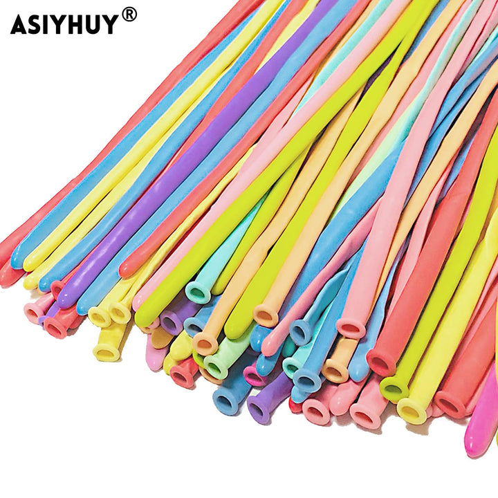 ASIYUHY Twisting Animal Balloons, Pastel Assorted, 100 Count