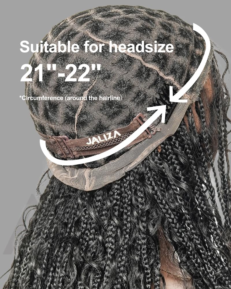 JALIZA Boho Curls Box Braided Wig, Black 1B, 24 Inch