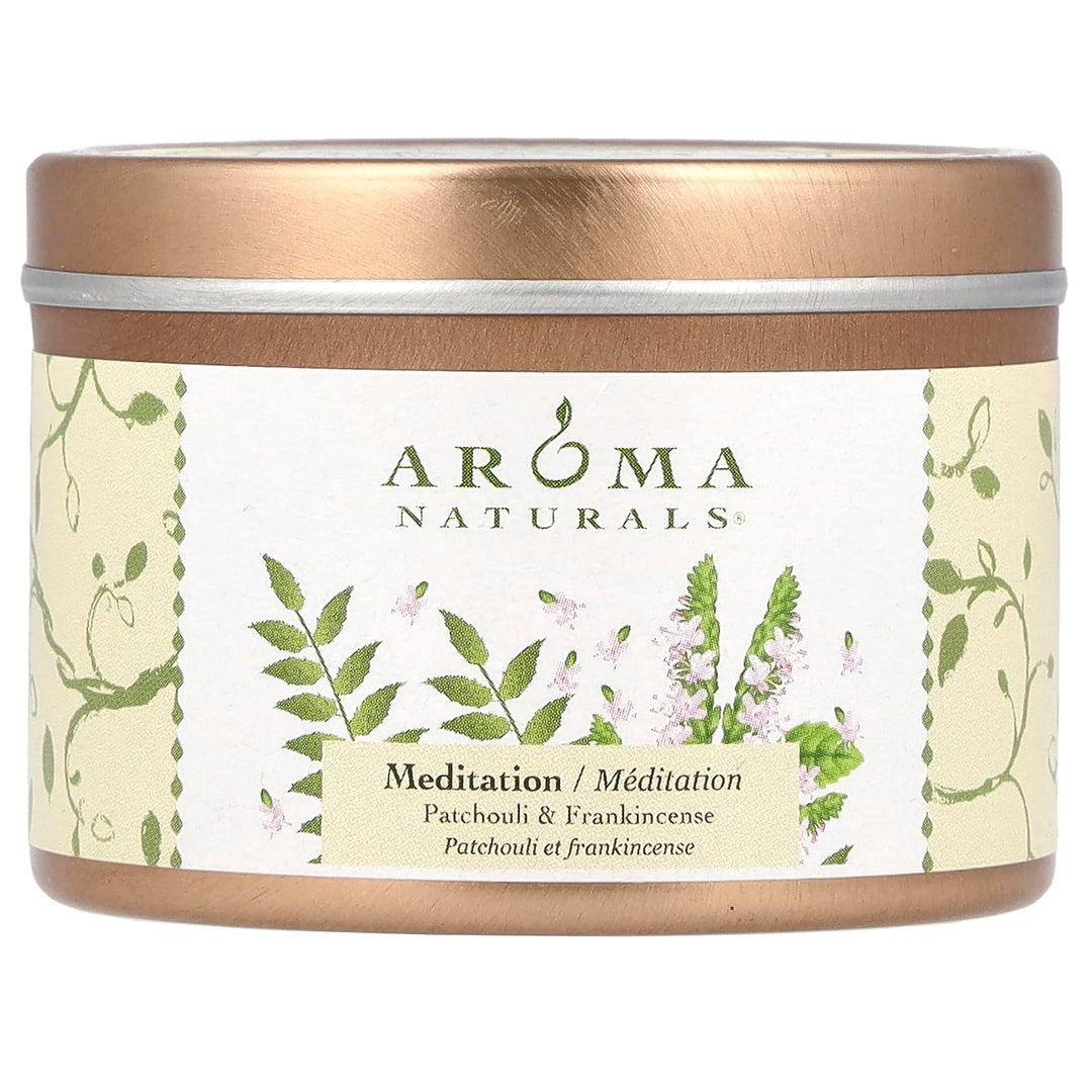Aroma Naturals Meditation Candle, White Tin, Soy Wax, 2.8 oz