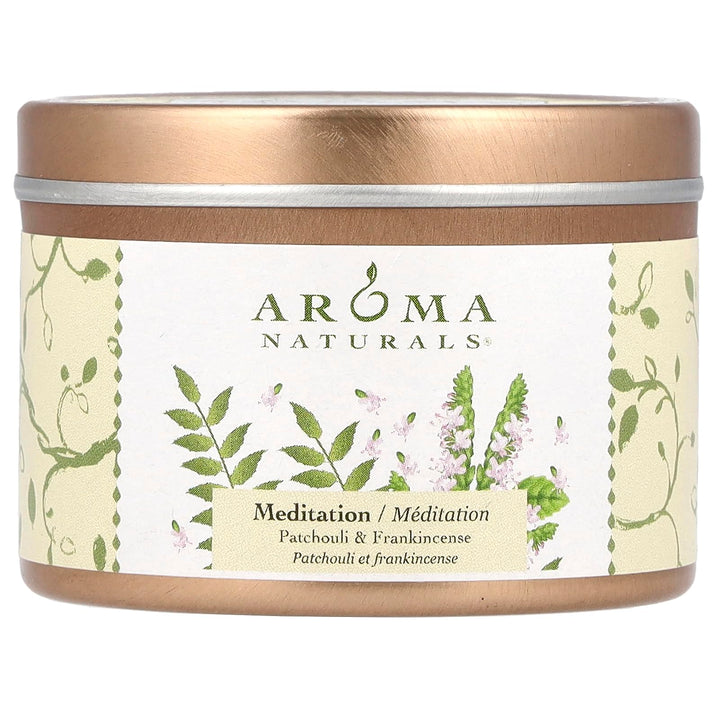 Aroma Naturals Meditation Candle, White Tin, Soy Wax, 2.8 oz