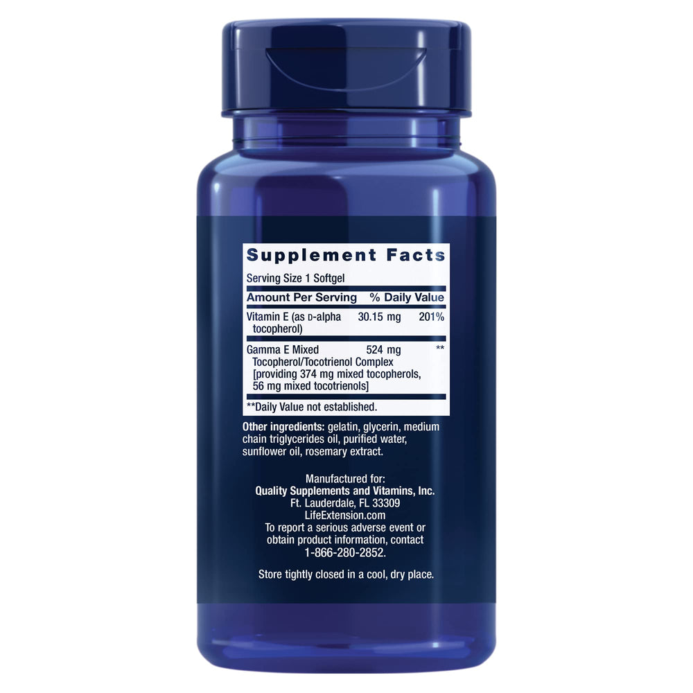 Life Extension Gamma E Mixed Tocopherols & Tocotrienols, 60 Count