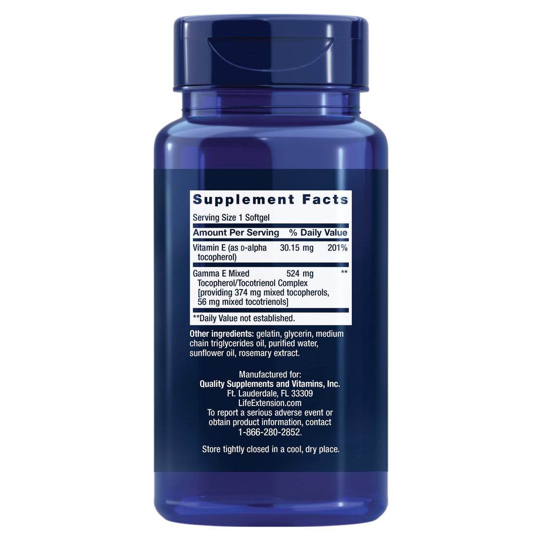 Life Extension Gamma E Mixed Tocopherols & Tocotrienols, 60 Count