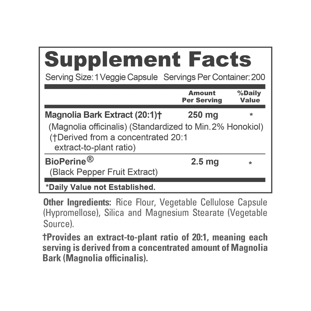 NusaPure Magnolia Bark, 250 mg, 200 Count