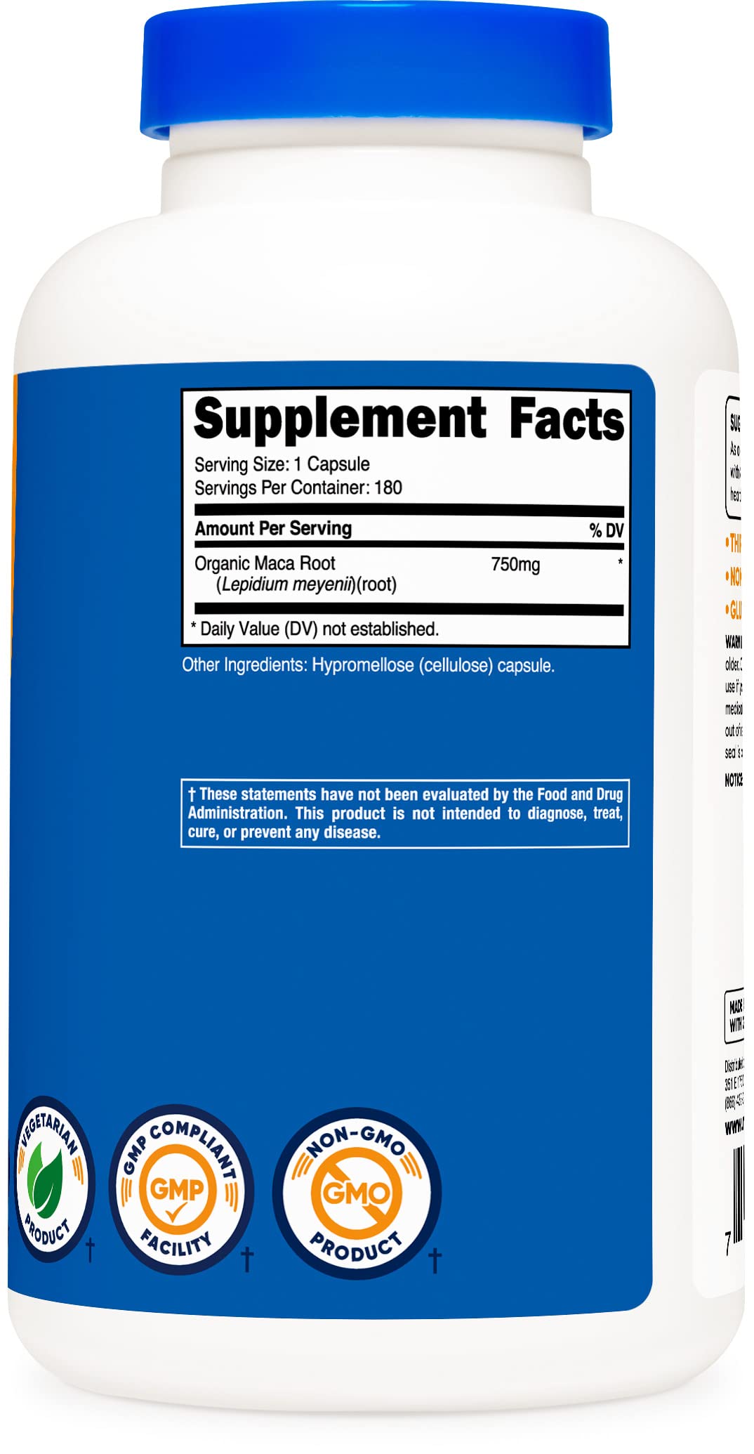 Nutricost Maca Root Capsules, 750 mg, 180 Count