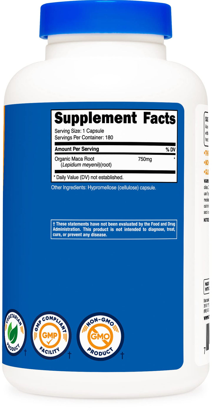 Nutricost Maca Root Capsules, 750 mg, 180 Count
