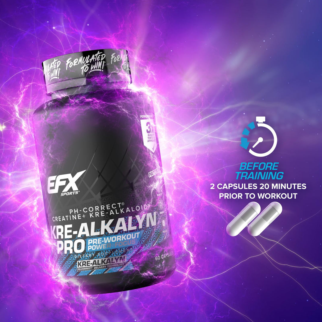 EFX Sports Kre-Alkalyn Pro pH Correct Creatine Monohydrate, 60 Count