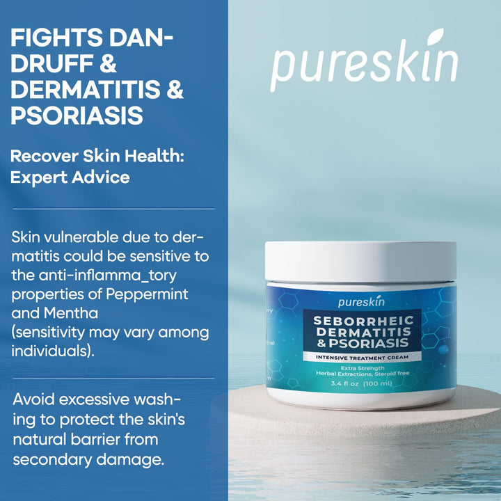 PURESKIN Seborrheic Dermatitis Face Cream, 3.4 oz
