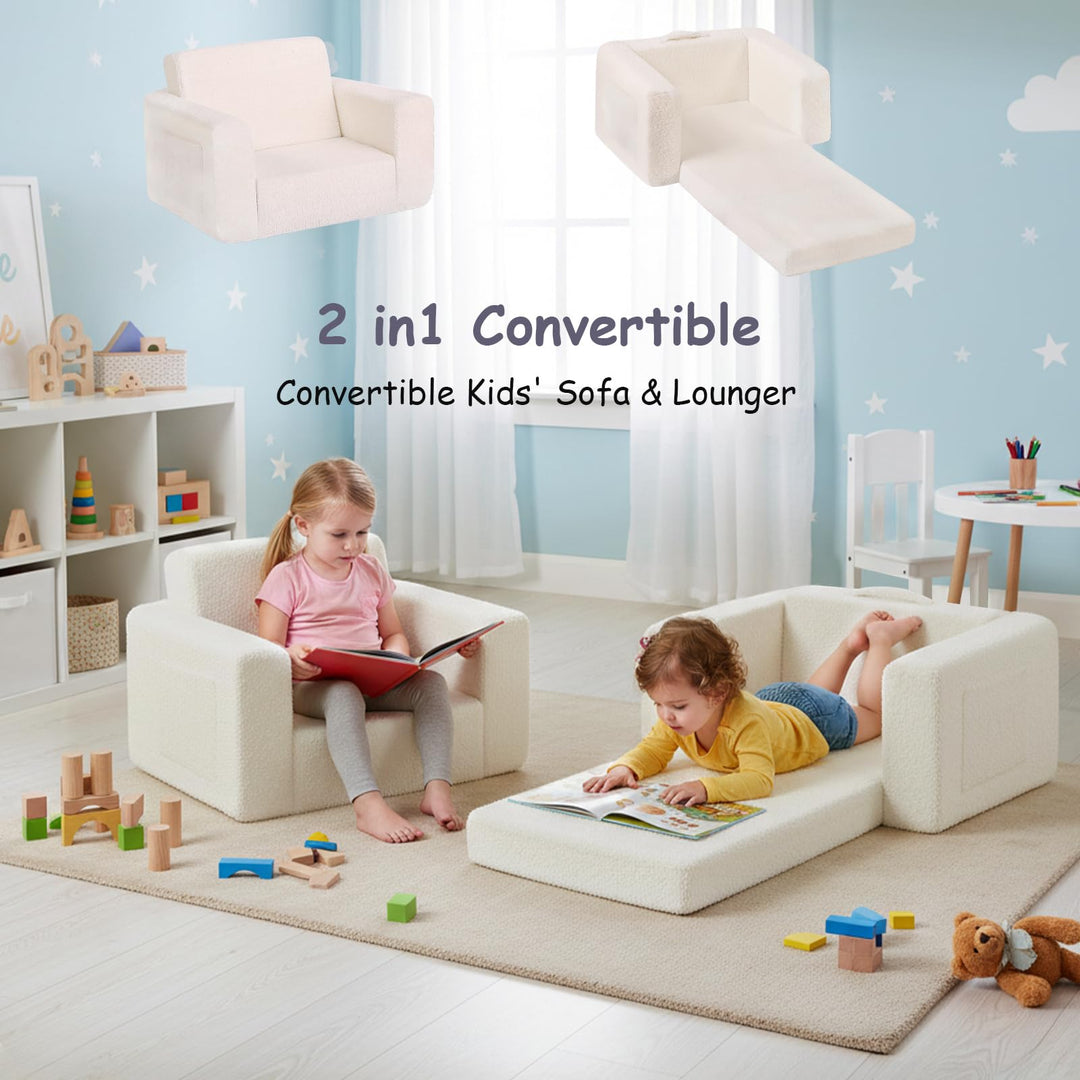 TIITA 2-in-1 Kids Sofa And Chair With Removable Cover And Handle