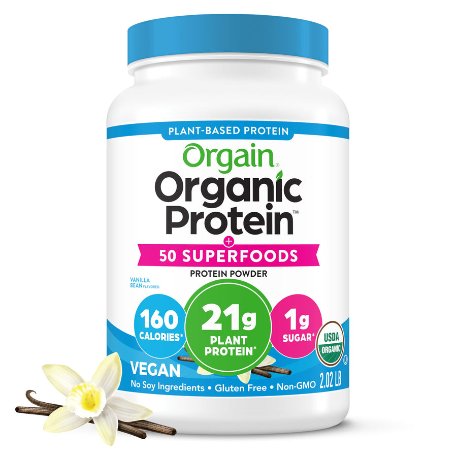 Orgain Organic Vegan Protein and Superfoods Powder, Vanilla Bean, 2.02 lb