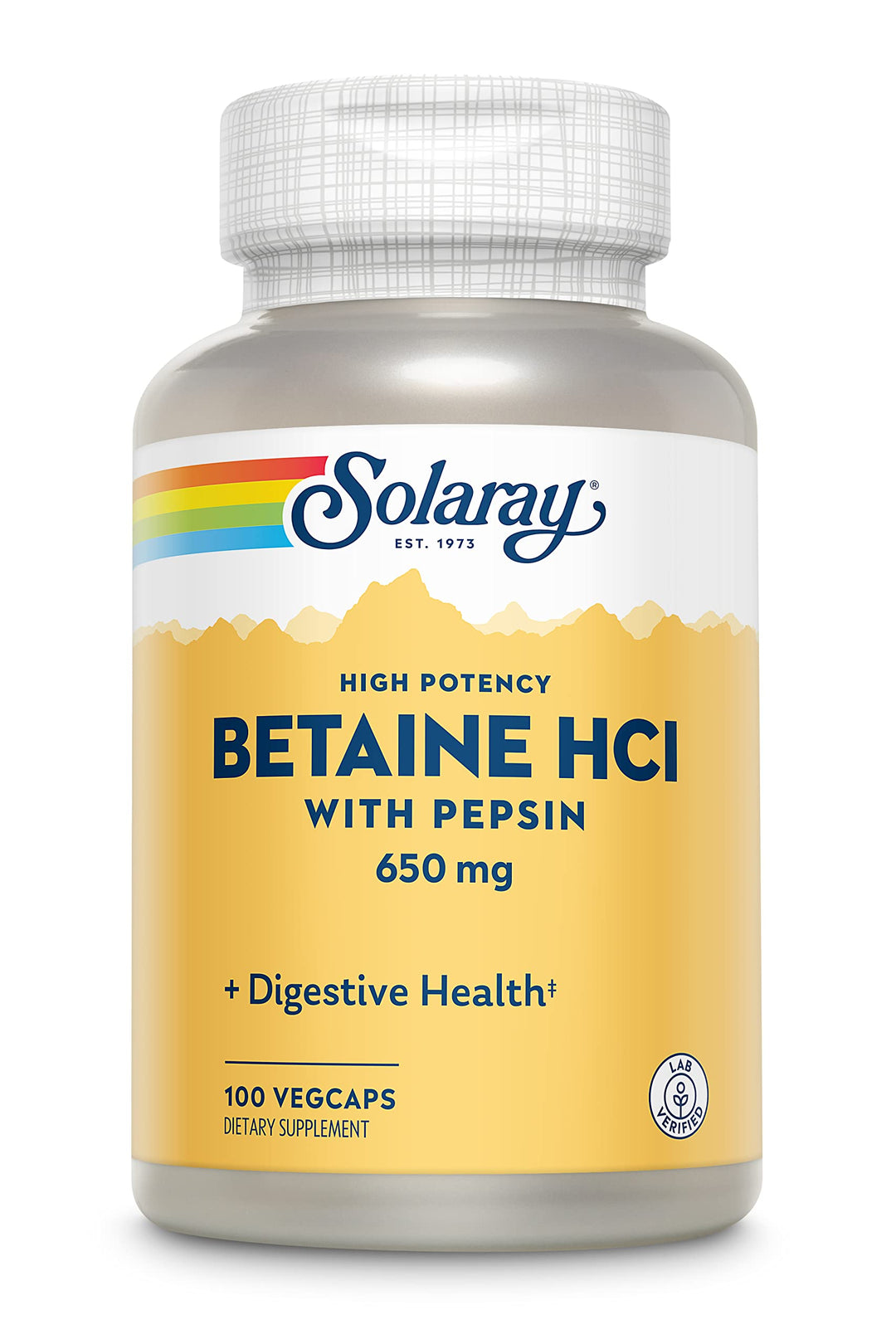 Solaray HCl With Pepsin, 650 mg, 100 Count