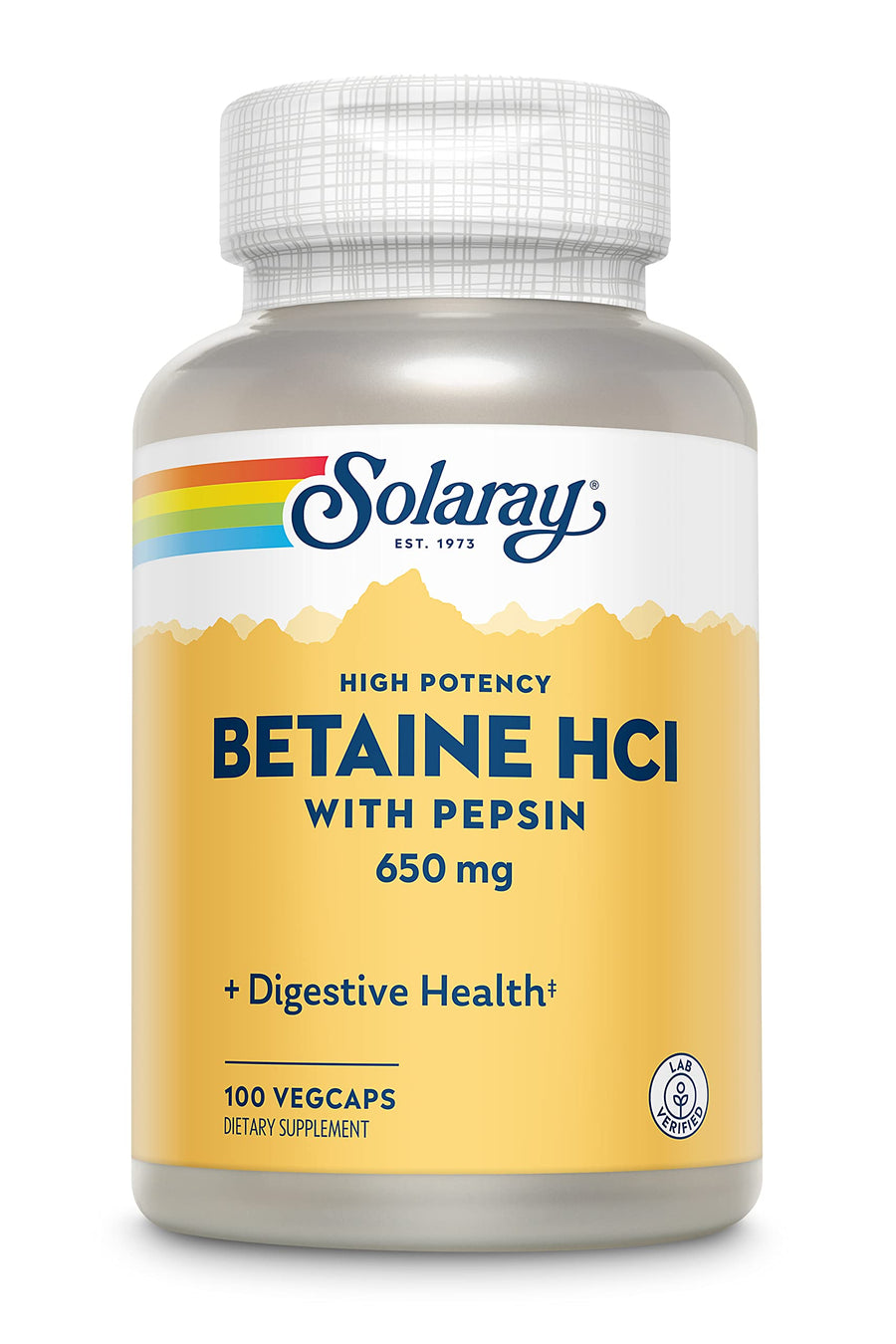 Solaray HCl With Pepsin, 650 mg, 100 Count