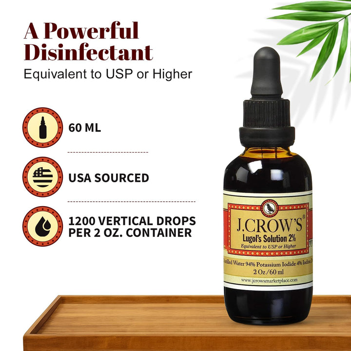 J. CROW'S Lugol's Solution of Iodine, 2%, 2 oz
