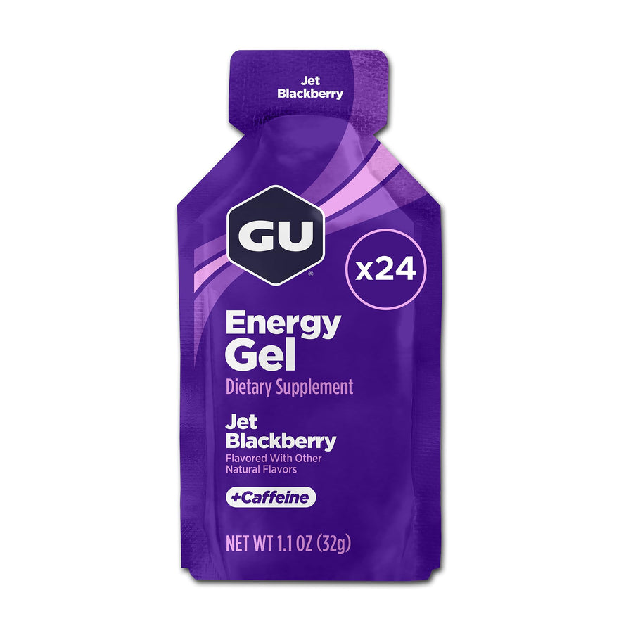 GU Energy Original Sports Nutrition Energy Gel, Jet Blackberry, 24 Count