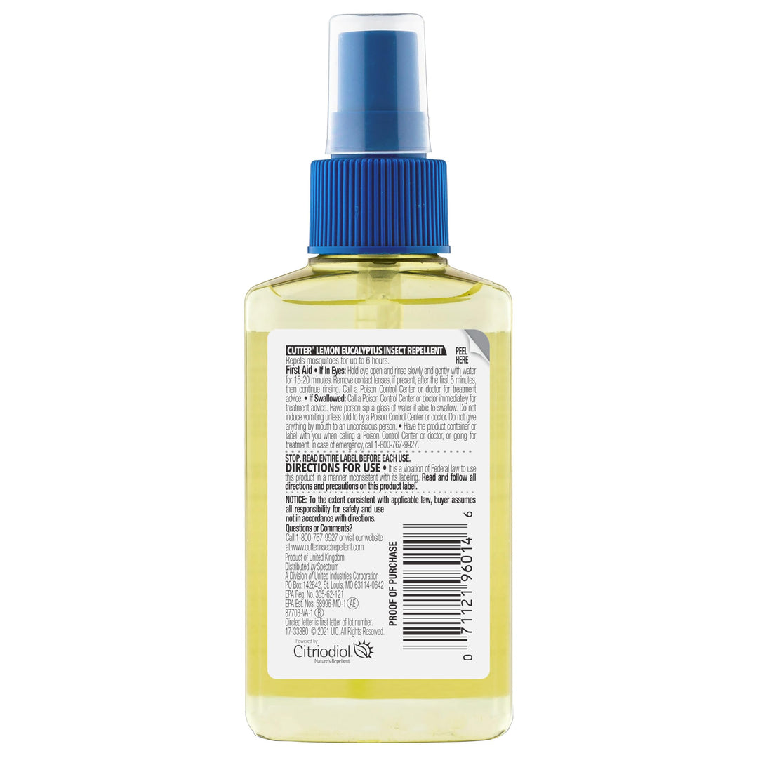 Cutter Lemon Eucalyptus Insect Repellent Spray, 4 oz