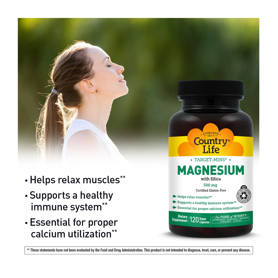 Country Life Target-Mins Magnesium Caps, 300 mg, 120 Count