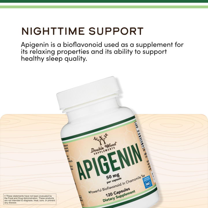 Double Wood Supplements Apigenin, 50 mg, 120 Count