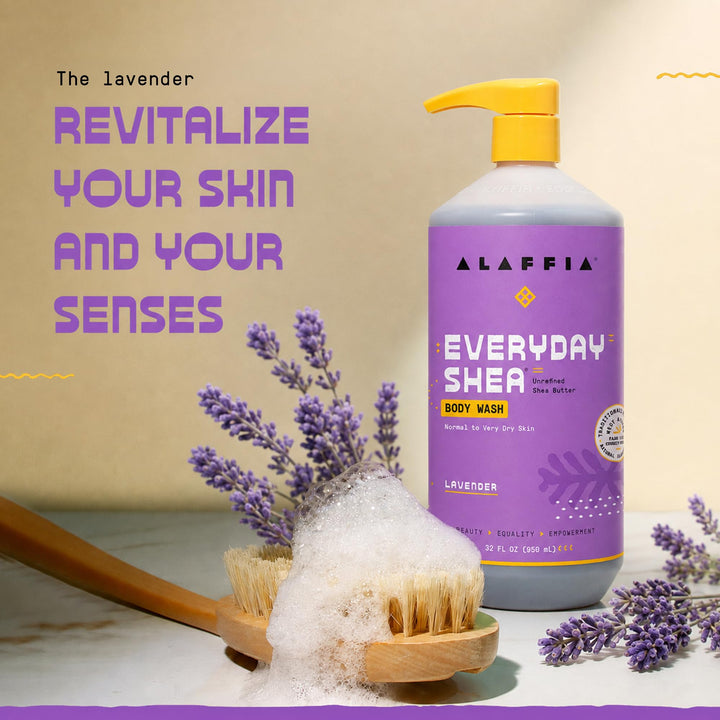 Alaffia EveryDay Shea Body Wash, Lavender, 32 fl oz