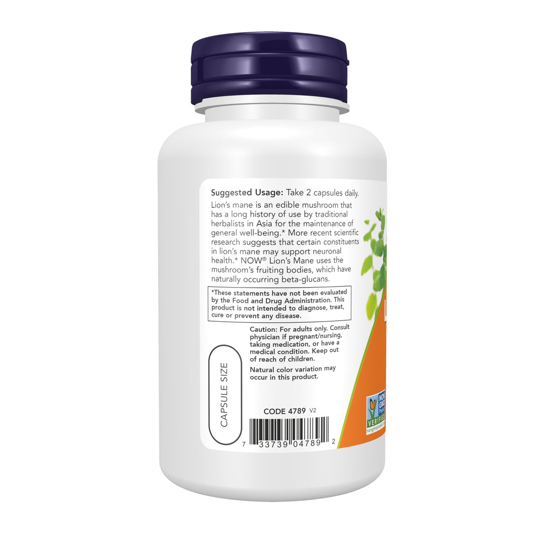 NOW Lion's Mane 500 mg, 60 Count