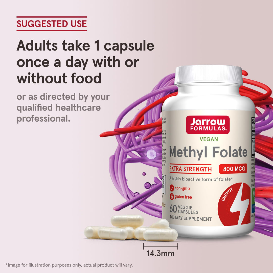 Jarrow Formulas Extra Strength Methyl Folate, 400 mcg, 60 Count