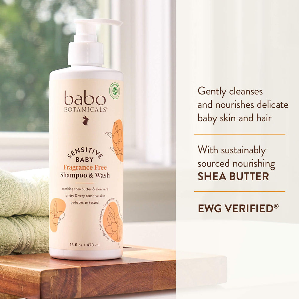 Babo Botanicals Baby Shampoo and Wash, Fragrance Free, 16 fl oz