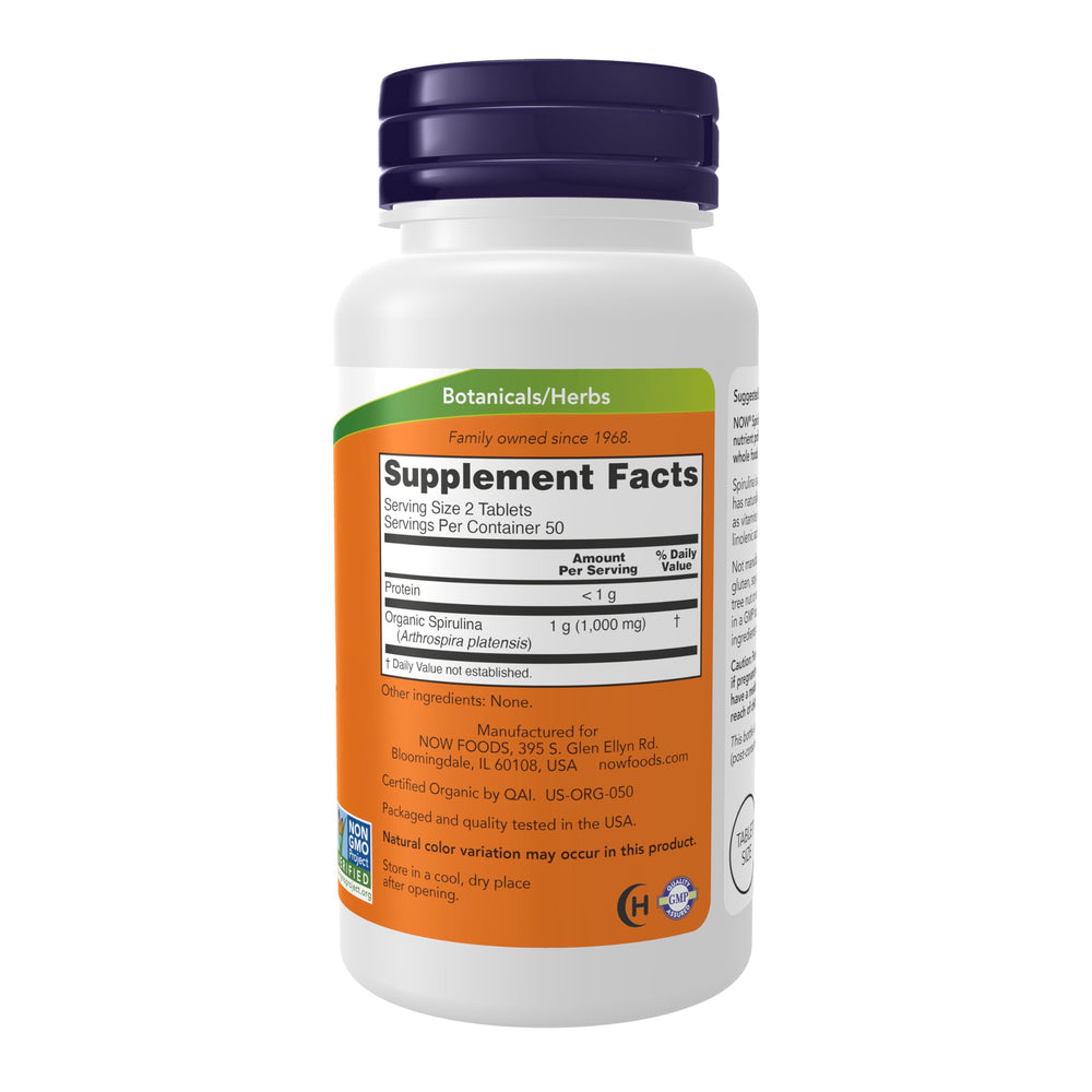 NOW Organic Spirulina, 500 mg, 500 Count