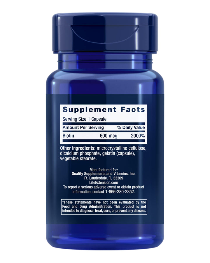 Life Extension Biotin, 600 mcg, 100 Count