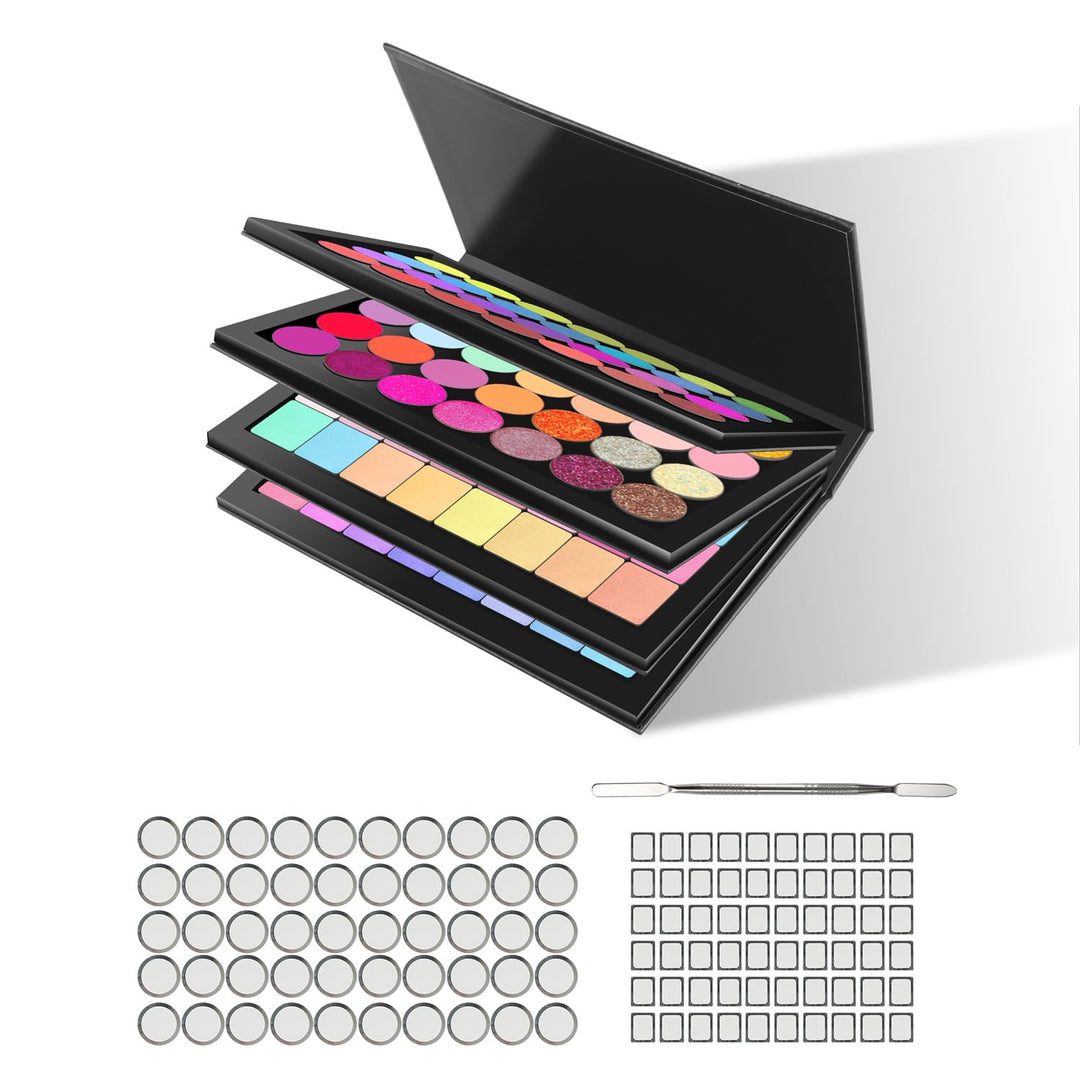 SZDYM Empty Magnetic Palette Book, Black PU Leather, 4 Layers