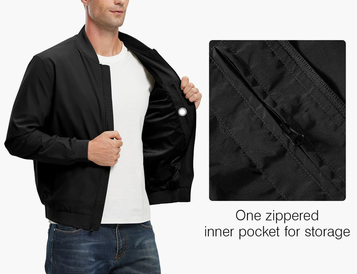 Rdruko Windbreaker Bomber Jacket, Black, XL