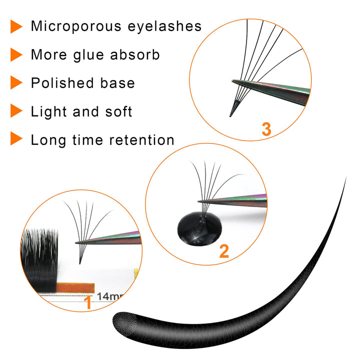 B&Qaugen DD-0.07-14 Self-Fanning Eyelashes, DD Curl, 14 mm