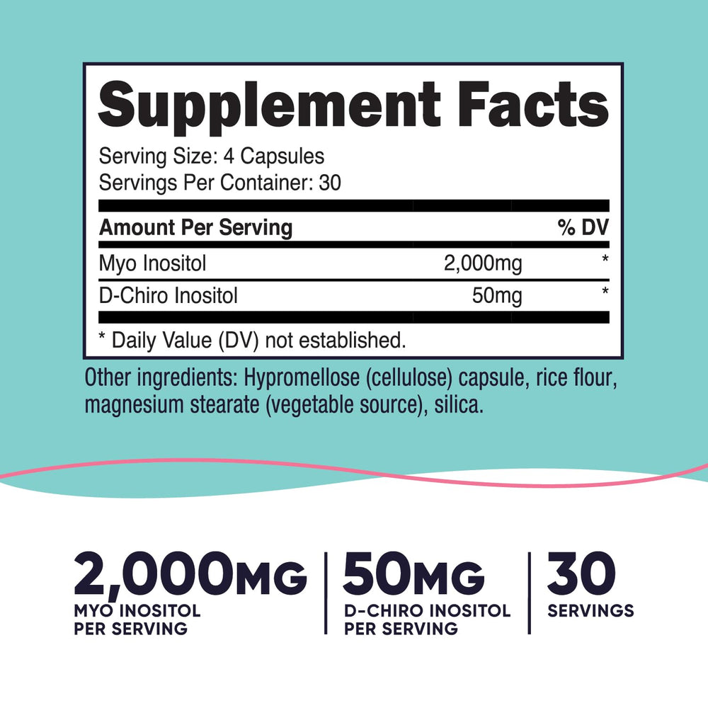 Nutricost Myo Inositol & D-Chiro Inositol Capsules, 2000 mg, 120 Count