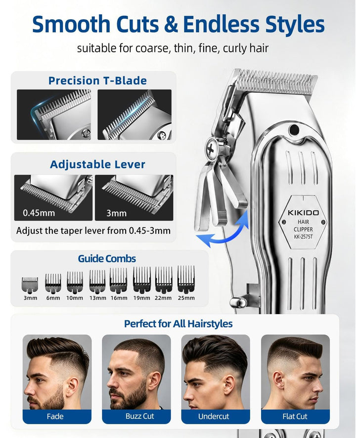 Kikido Hair Clippers, Cordless, Silver