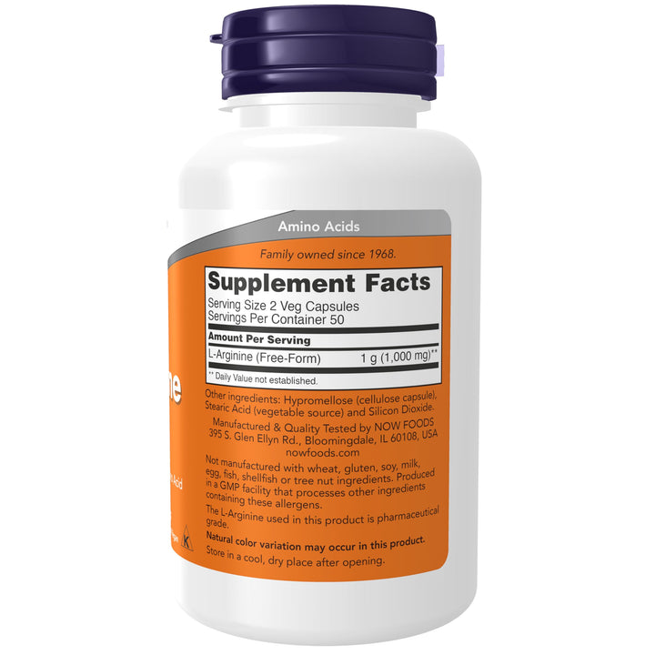 NOW L-Arginine 500 mg, 100 Count