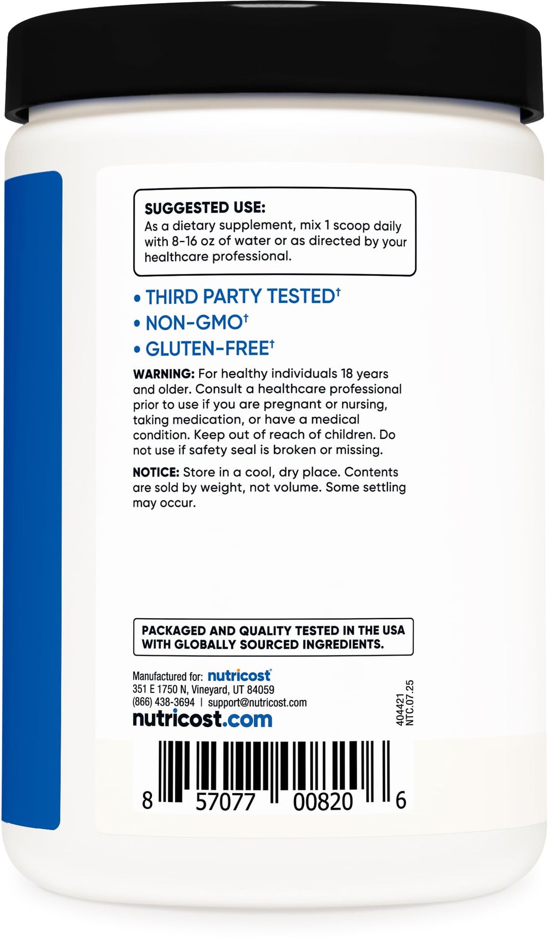 Nutricost BCAA Powder 2:1:1, Unflavored, 60 Servings
