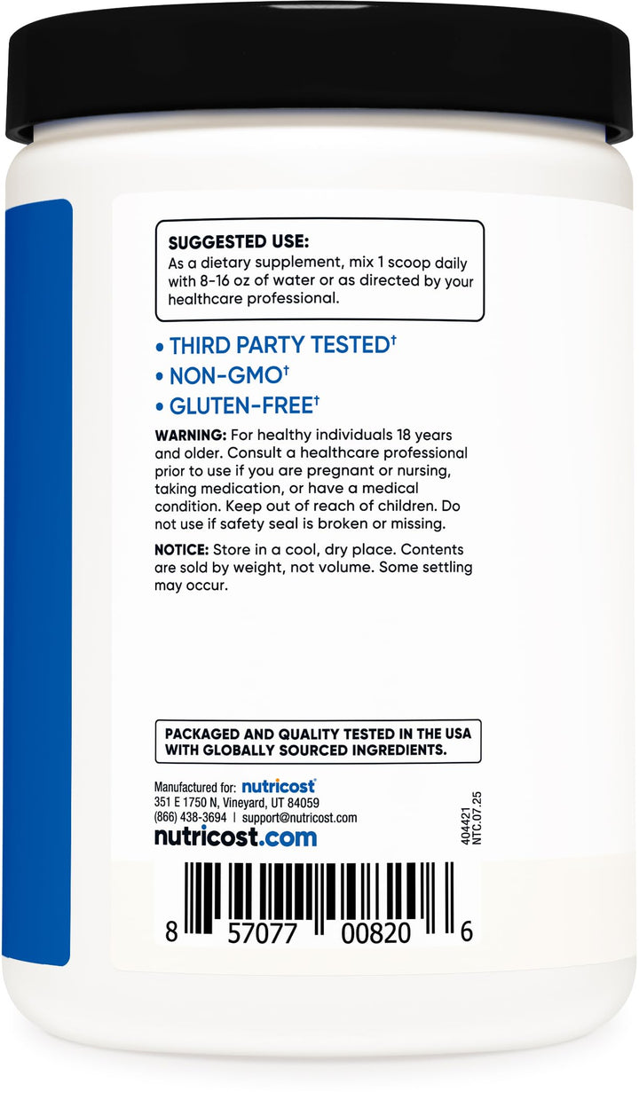 Nutricost BCAA Powder 2:1:1, Unflavored, 60 Servings