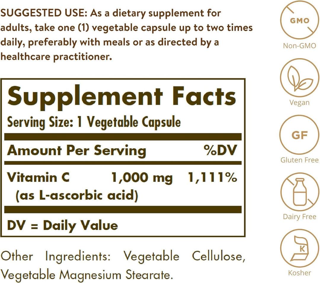 Solgar Vitamin C, 1000 mg, 100 Count