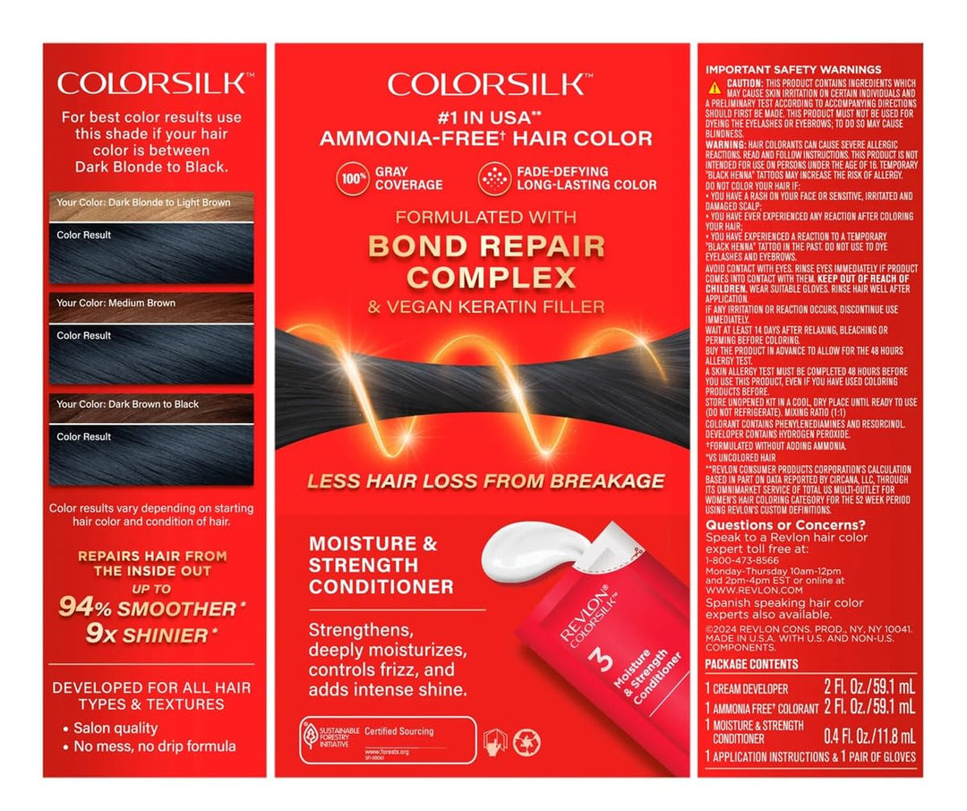 REVLON Colorsilk Beautiful Color, Natural Blue Black, 1 Count