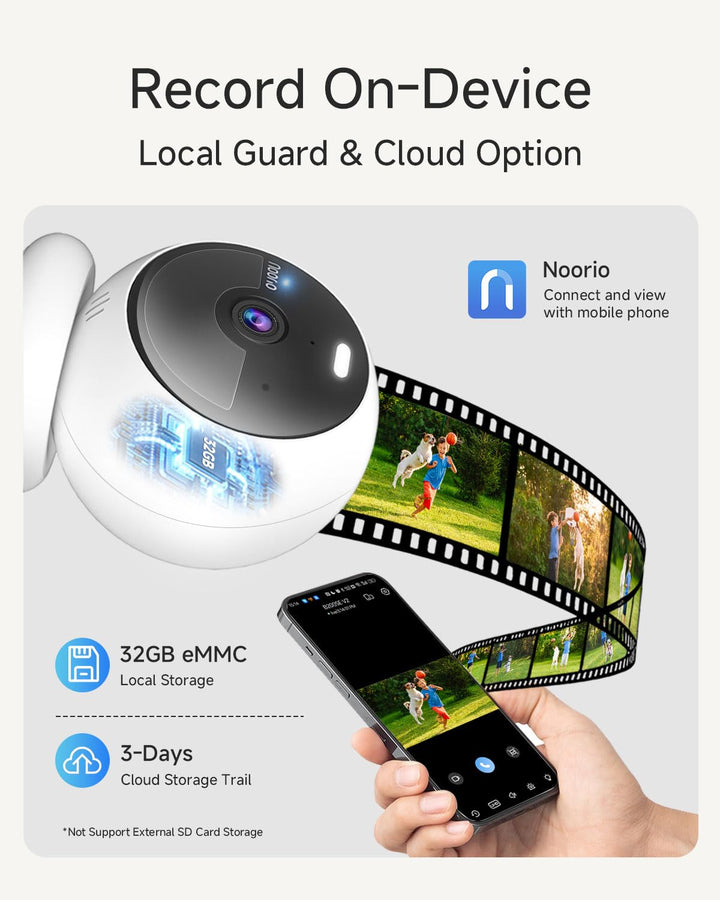 Noorio Wireless Security Camera B210SE, 2K, 32GB