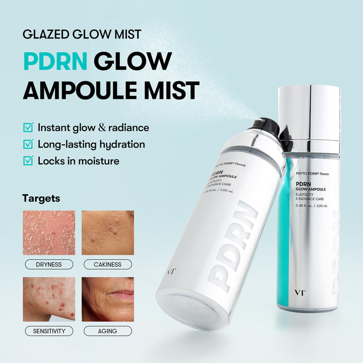VT COSMETICS PDRN Glow Ampoule Facial Mist, 3.38 fl oz