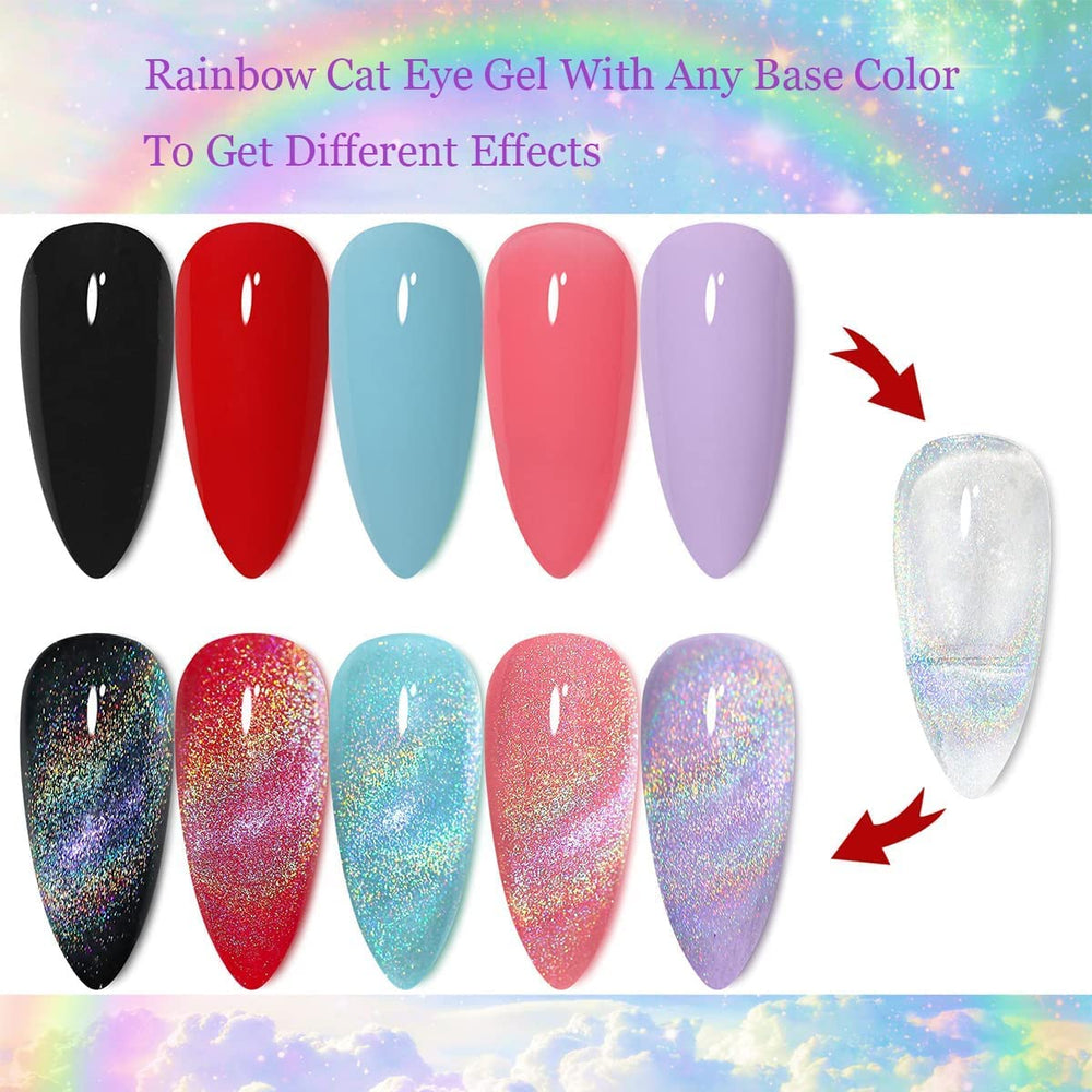 Major Dijit Shiny Cat Eye Gel Nail Polish, Laser Rainbow, 15 ml