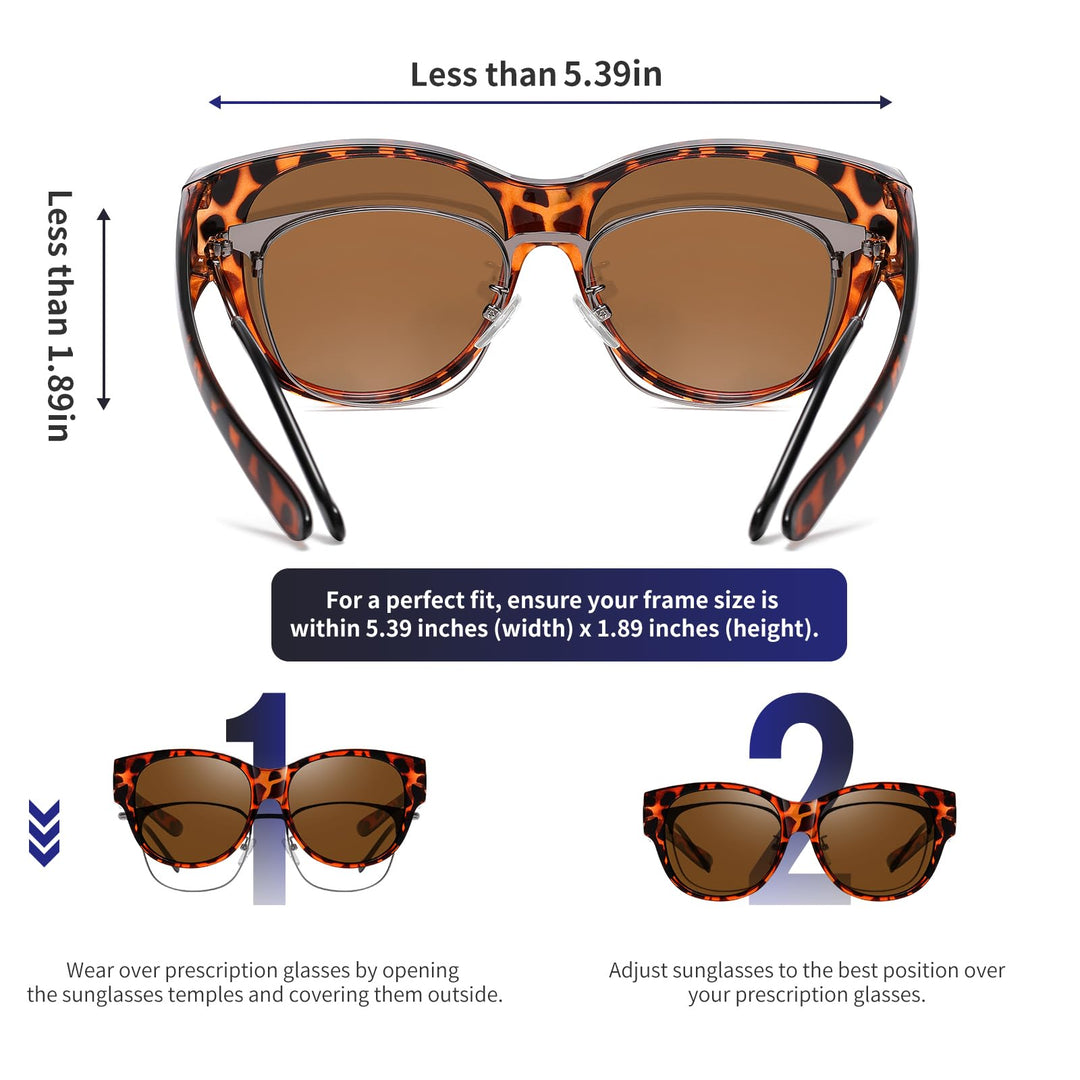 GEGURI Fit Over Glasses Sunglasses, Round, Oversized