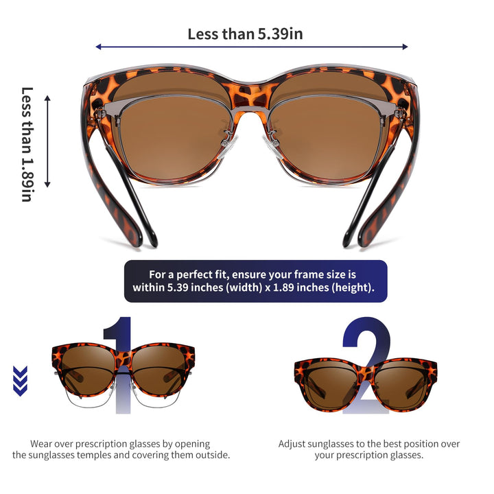 GEGURI Fit Over Glasses Sunglasses, Round, Oversized
