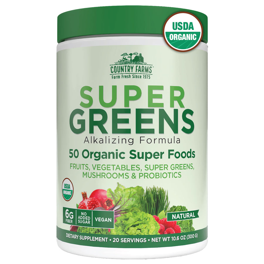 Country Farms Organic Super Greens Powder, Natural Flavor