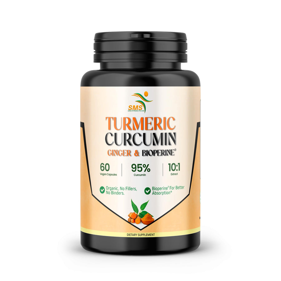SMSHEALTHPRODUCTS.com Turmeric Curcumin with Ginger and Black Pepper, 95% Curcuminoids